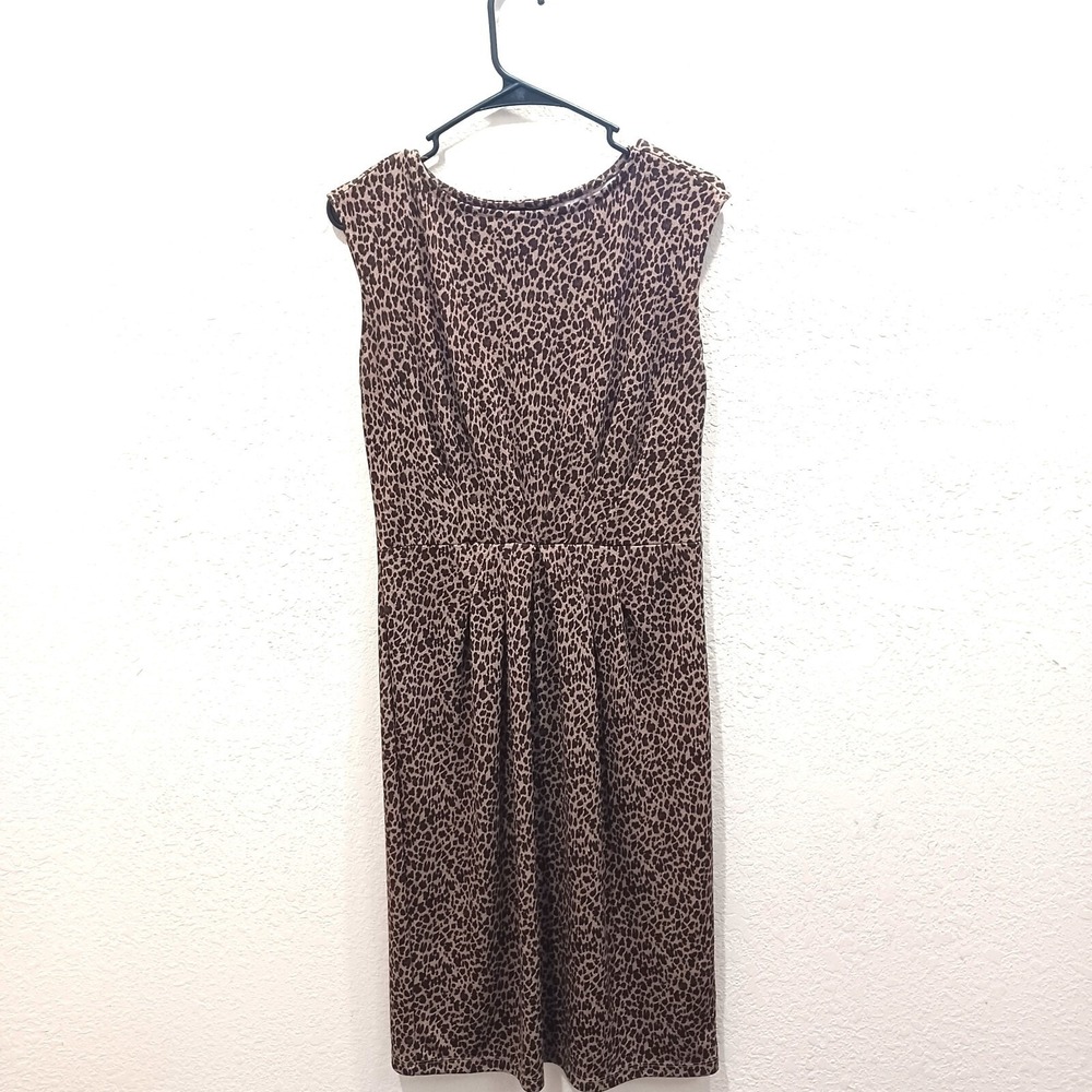 Flattering Talbots Cheetah Print Classic‎ Sheath Dress Size XS Gathered at Waist